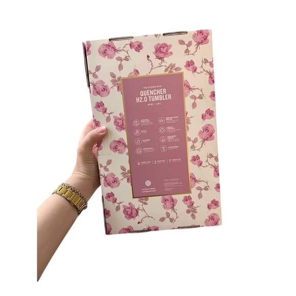 LoveShackFancy Box Stanley 40oz Water Bottle Quencher Tumbler, Flower Pink White - Picture 3 of 6